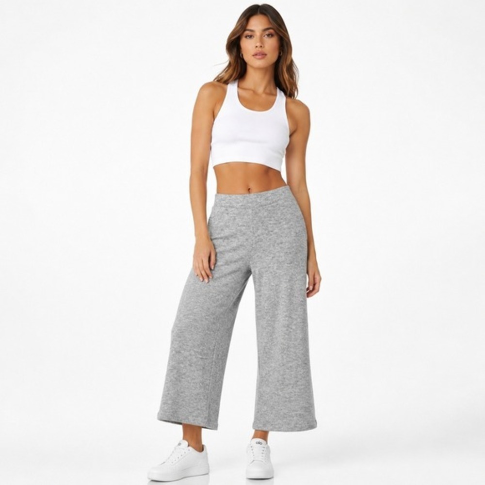 Skies Are Blue Heathered Grey Knit Wide Leg Lounge‎ Pants Size SP NWT